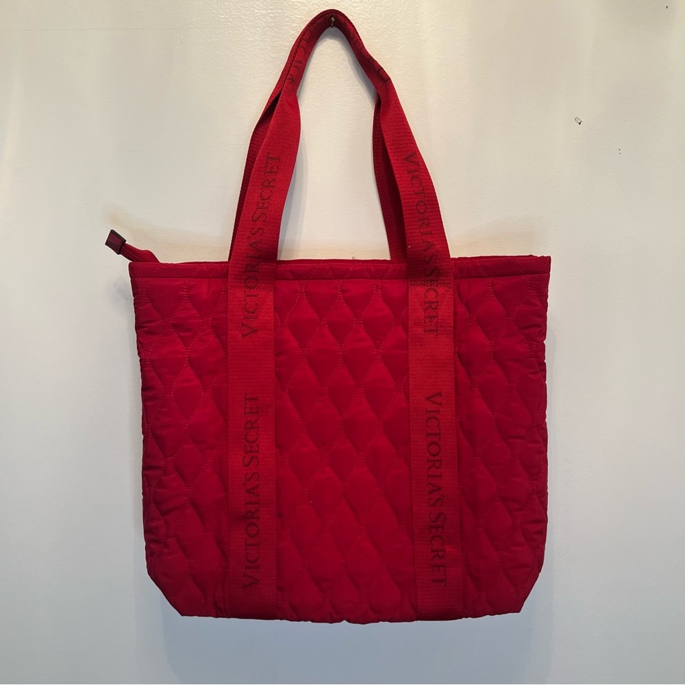 Victoria's Secret Red Quilted Tote Bag